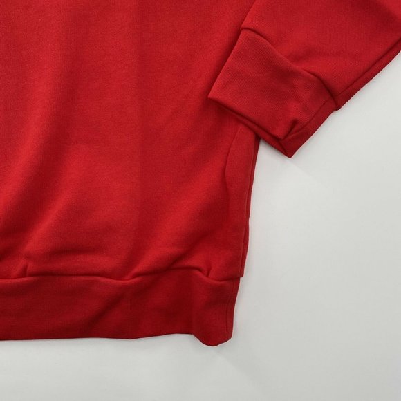 Adidas Originals Men's 3-Stripe Trefoil Fleece Pullover Sweatshirt Red EJ9693 S - Picture 3 of 11